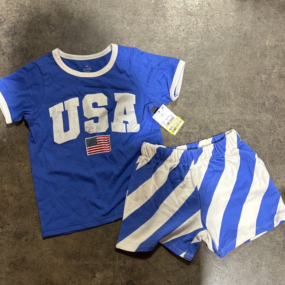 Patriotic Blue and White Kids Matching Set
